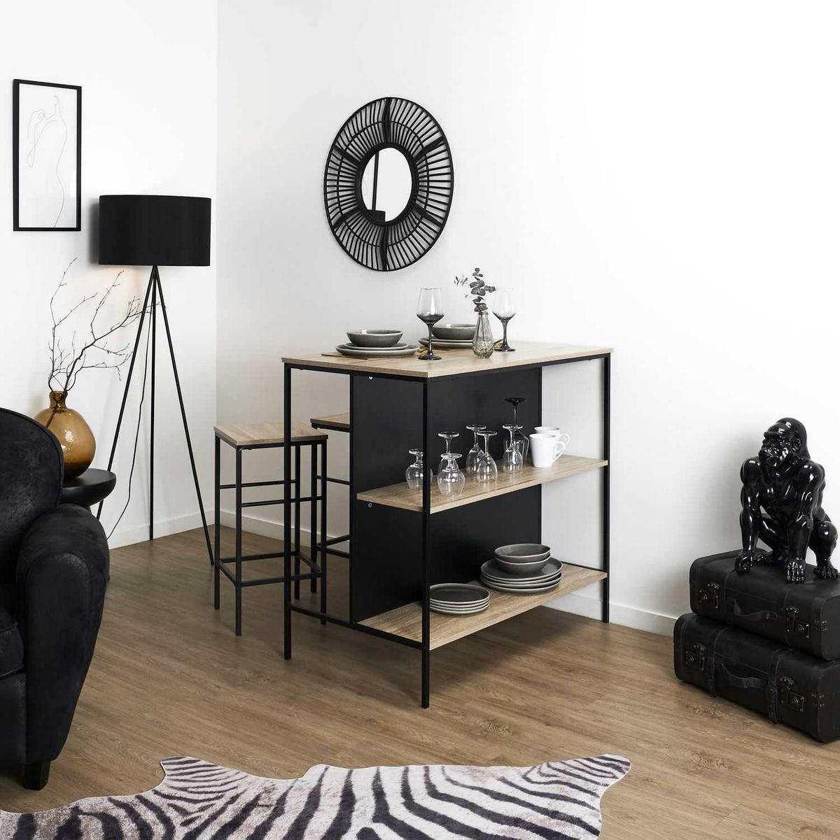 TABLE ILOT 2 TABOURETS LOKA