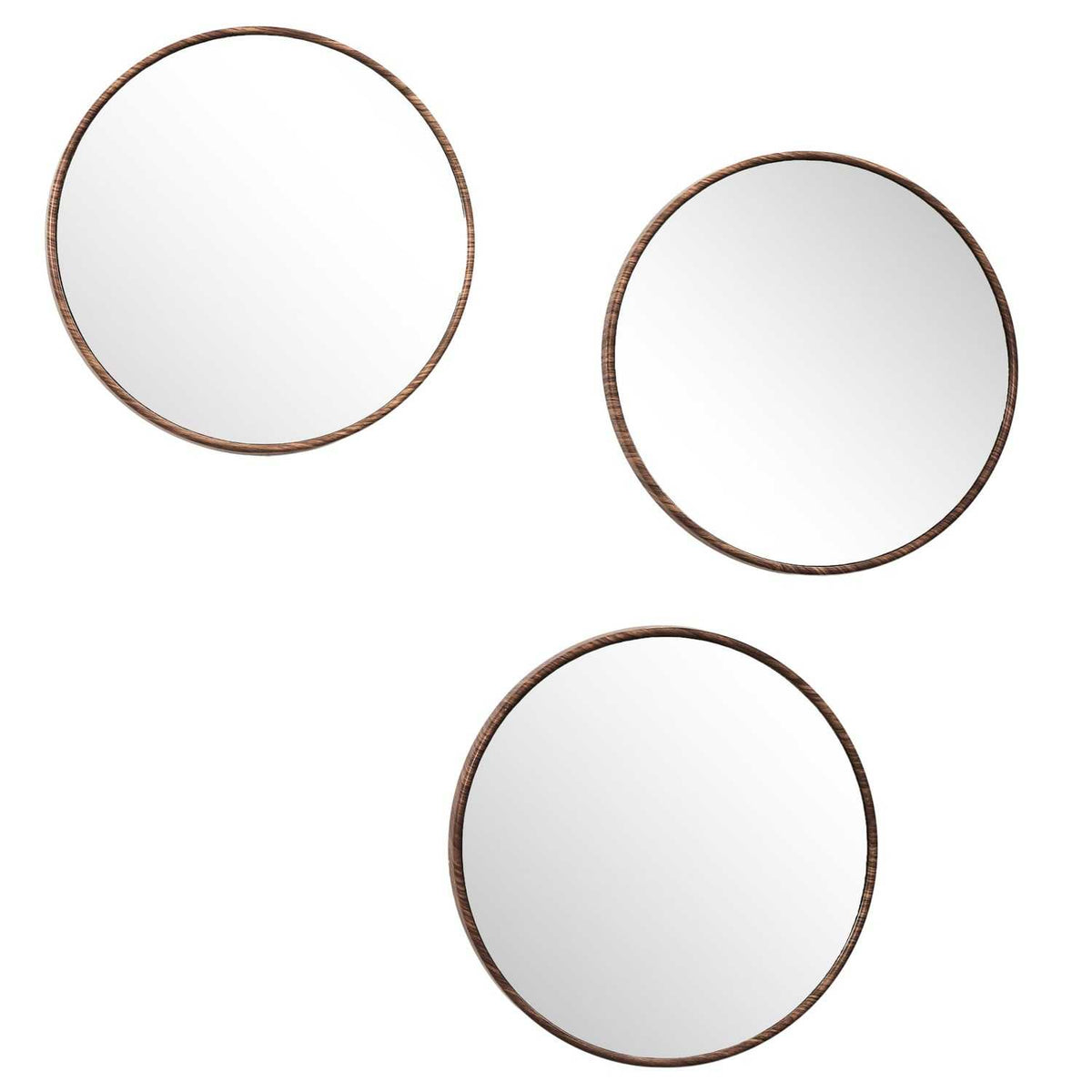 MIROIR TORONTO IMITATION BOIS D26CM -  LOT DE 3