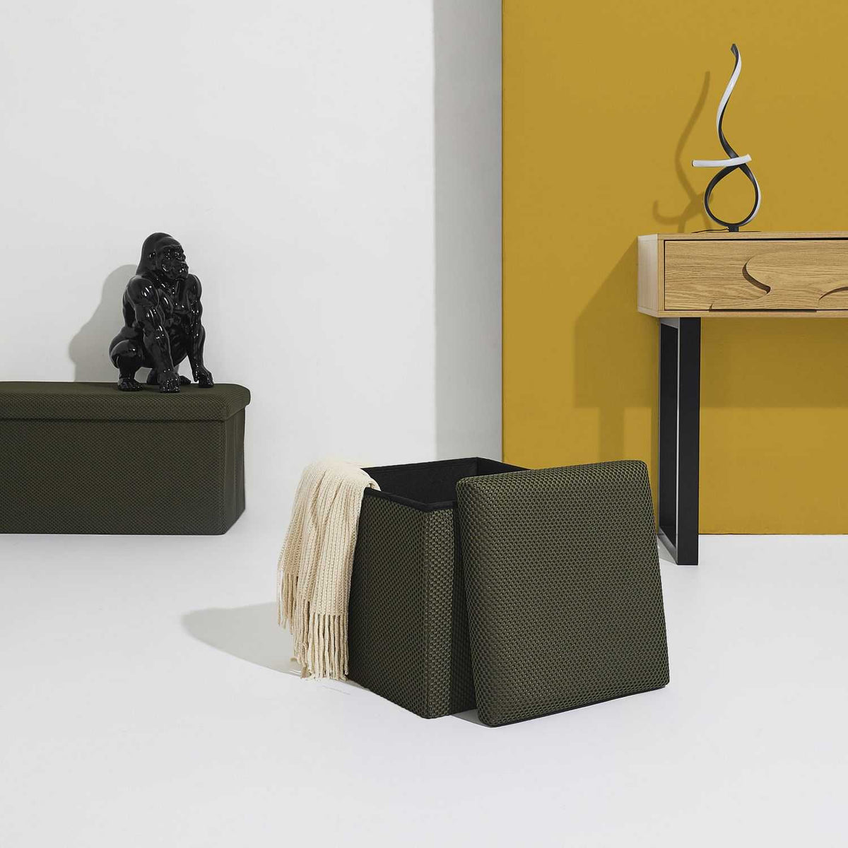 COFFRE POUF PLIABLE ATOME KAKI
