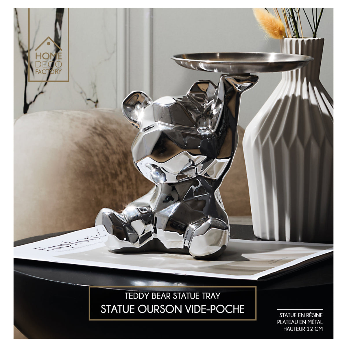 STATUE OURSON VIDE POCHE ARGENT H12CM