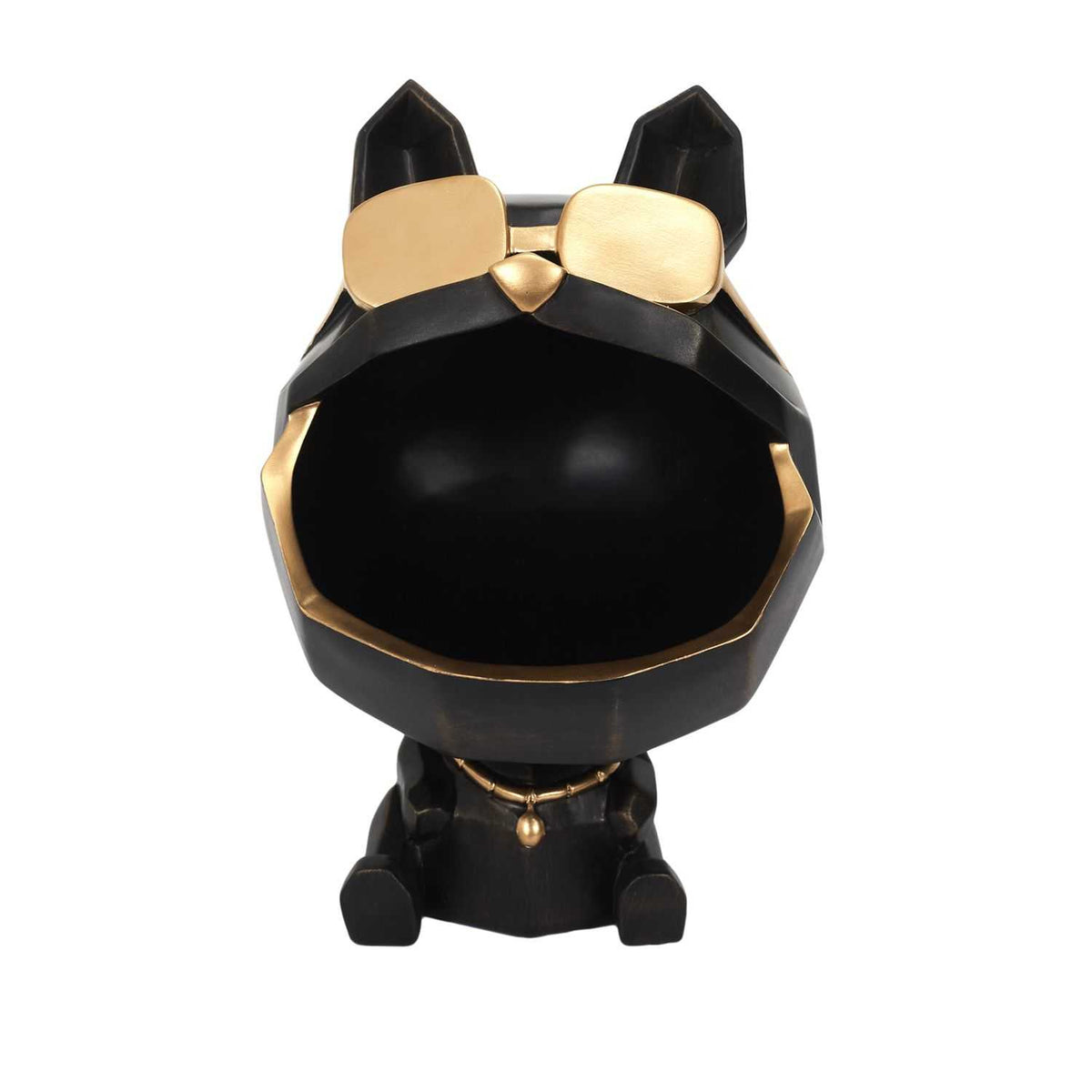 SCULPTURE CHIEN A LUNETTES NOIR VIDE POCHE