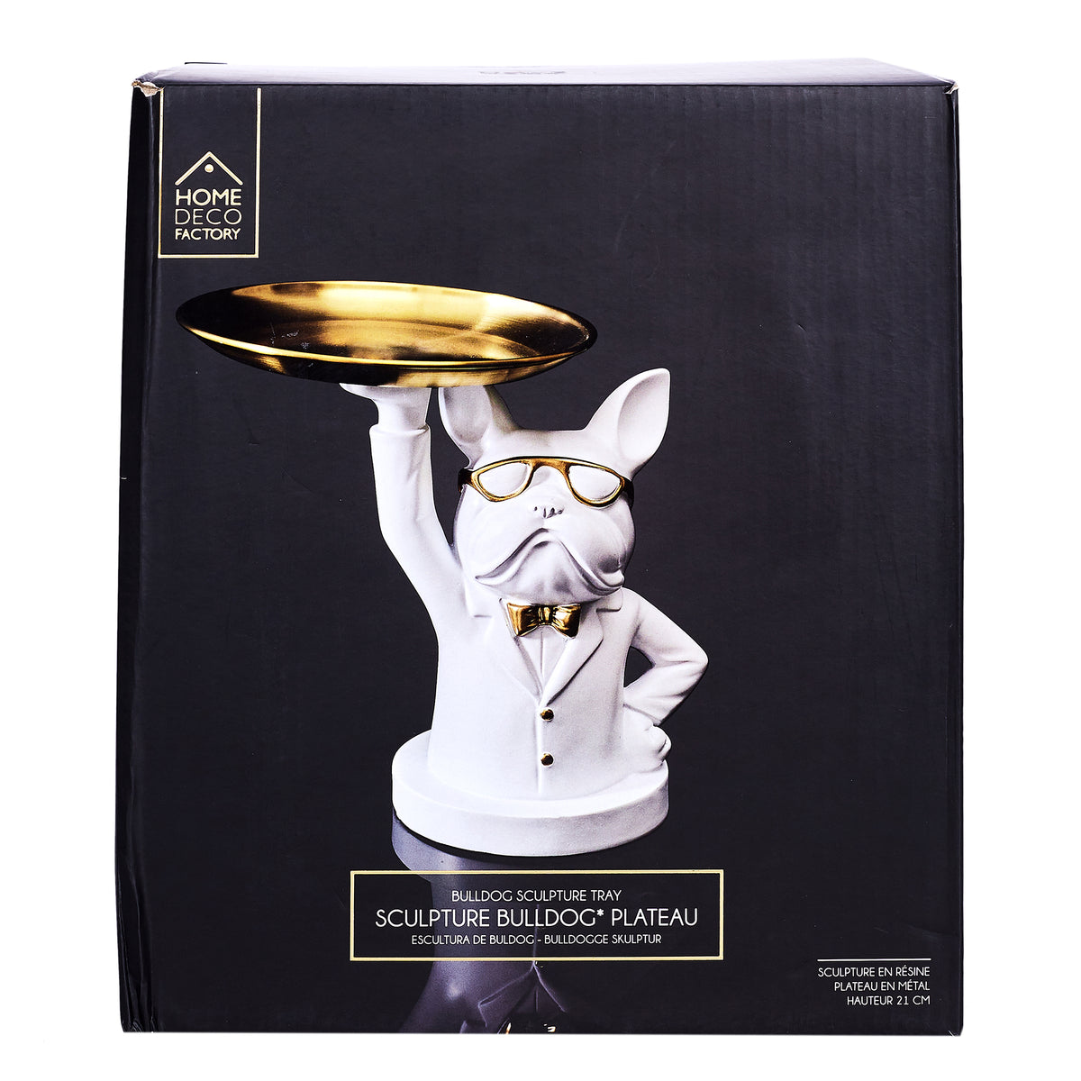 STATUE BULLDOG BLANC VIDE POCHE 23CM