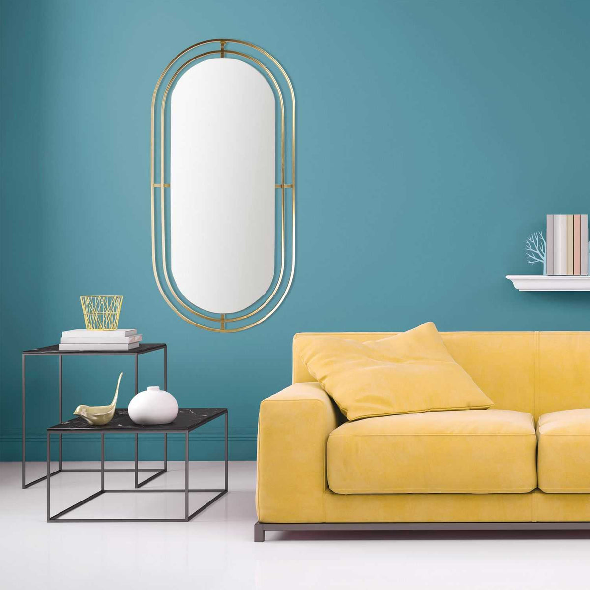 MIROIR METAL DORE