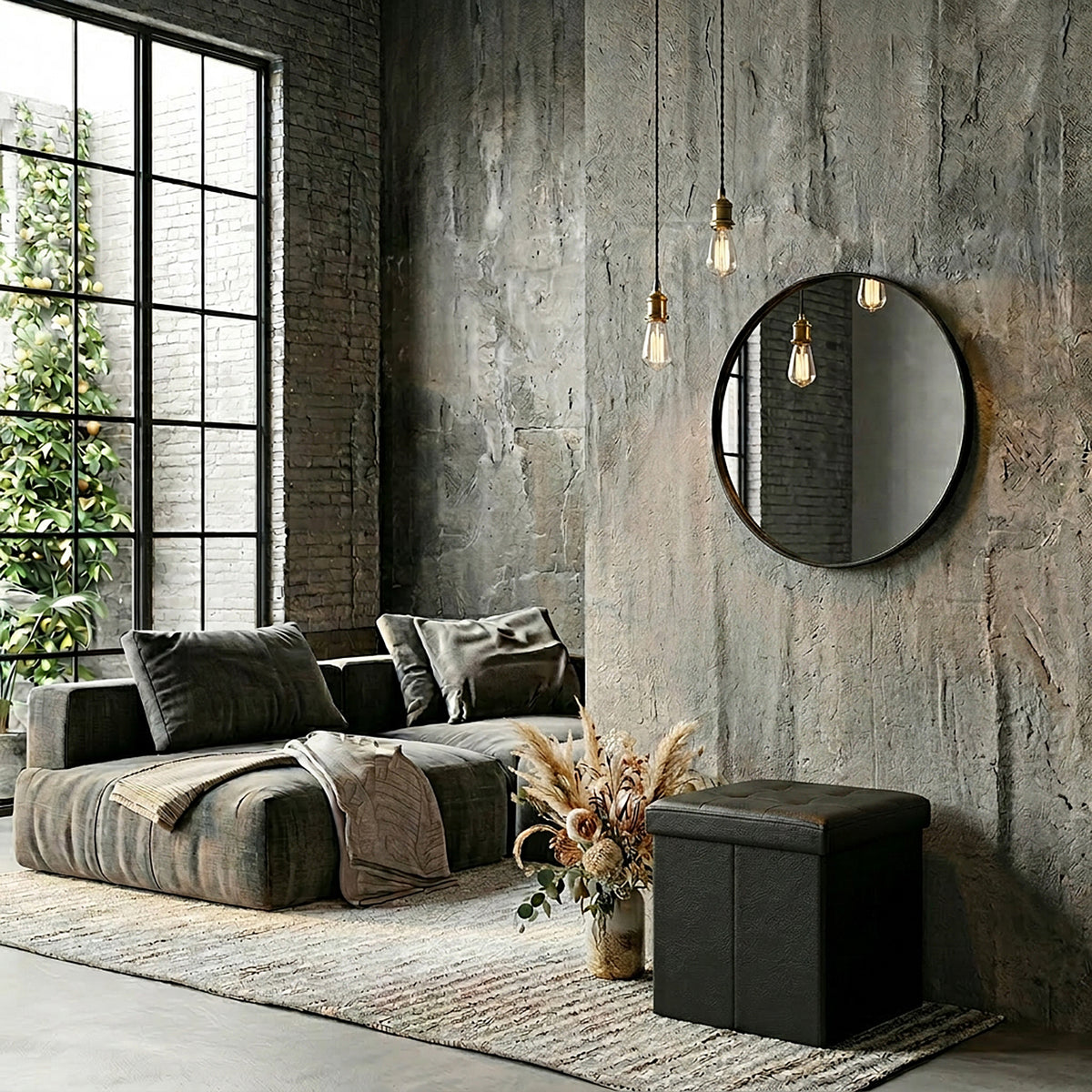 COFFRE POUF PLIABLE PU NOIR