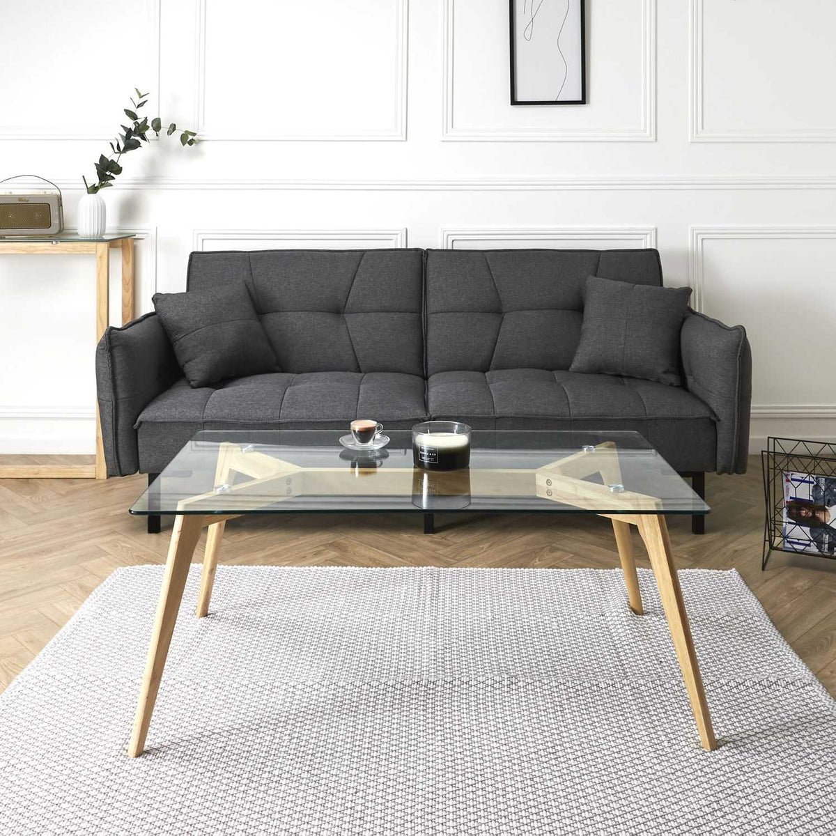 TABLE RECTANGULAIRE EN VERRE 110X60X45CM