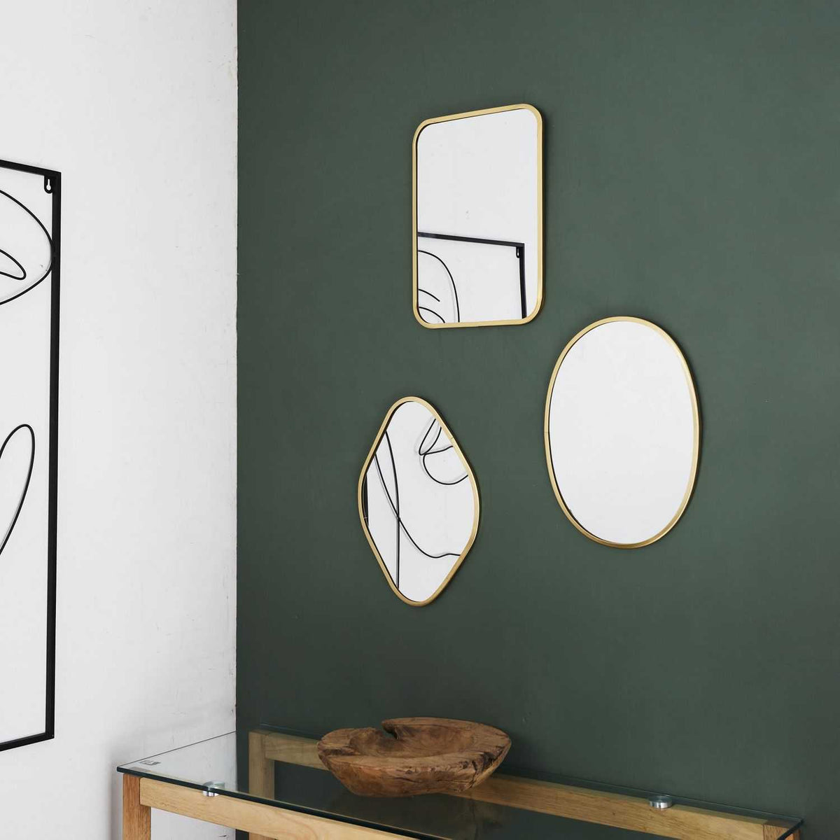 MIROIR DECO CONTOUR DECO DORE LOSANGE