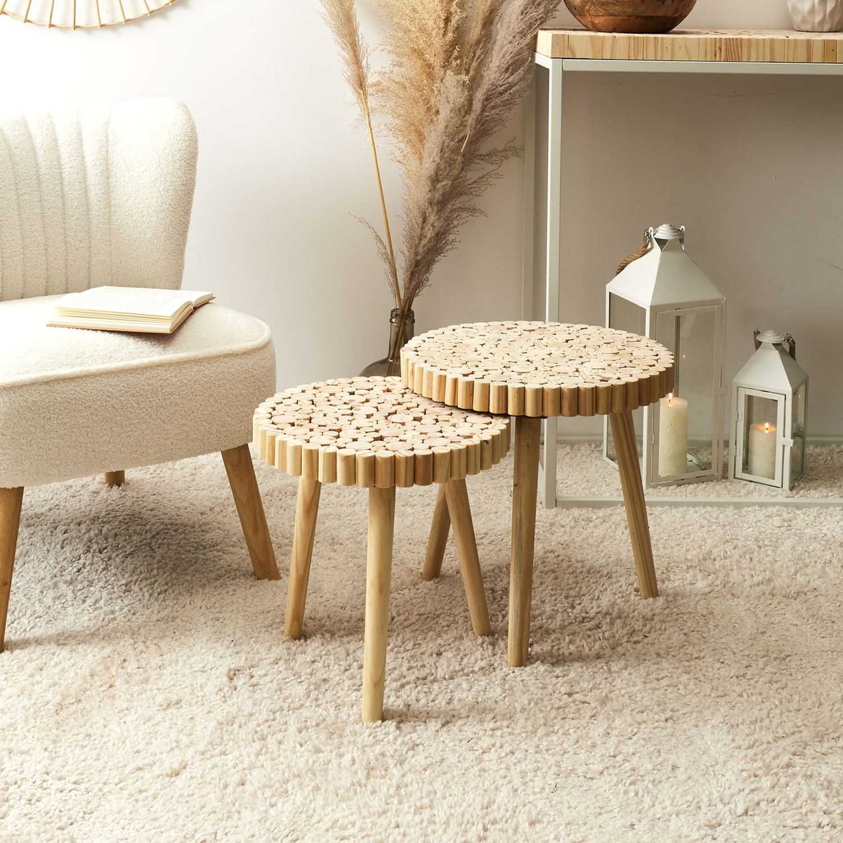 TABLE GIGOGNE RONDIN - LOT DE 2