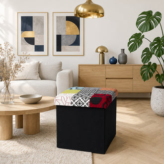 COFFRE POUF PLIABLE PATCHWORK