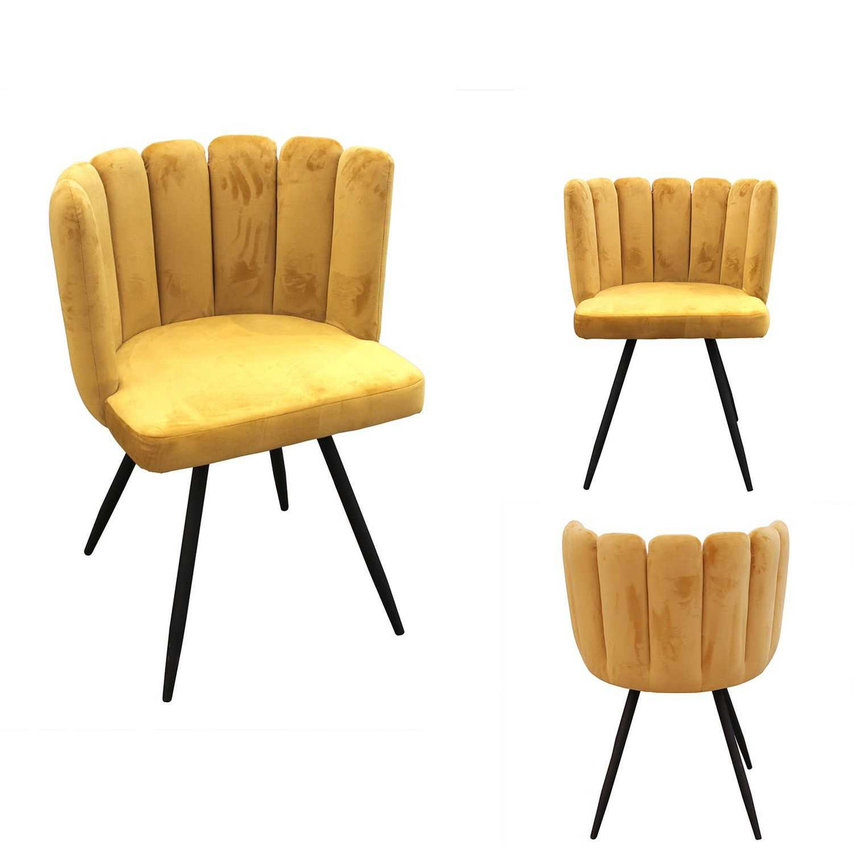 CHAISE ARIEL VELOURS JAUNE
