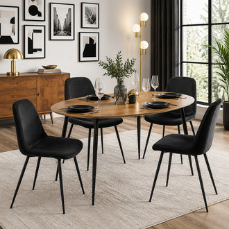 CHAISE VELOURS COTELE GIULIA NOIR - LOT DE 4