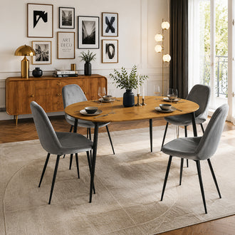 CHAISE VELOURS COTELE GIULIA GRIS - LOT DE 4