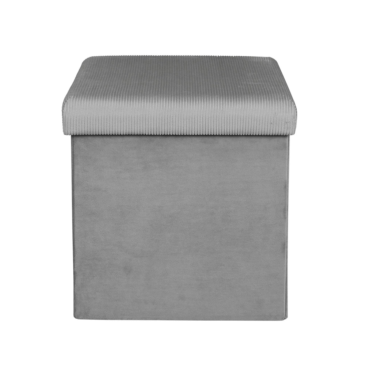 COFFRE POUF PLIABLE VELOURS COTELE GIULIA GRIS
