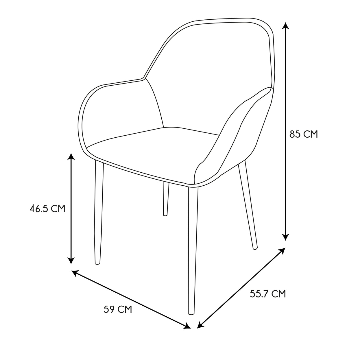 FAUTEUIL GIULIA ROSE VELOURS COTELE - Lot de 2