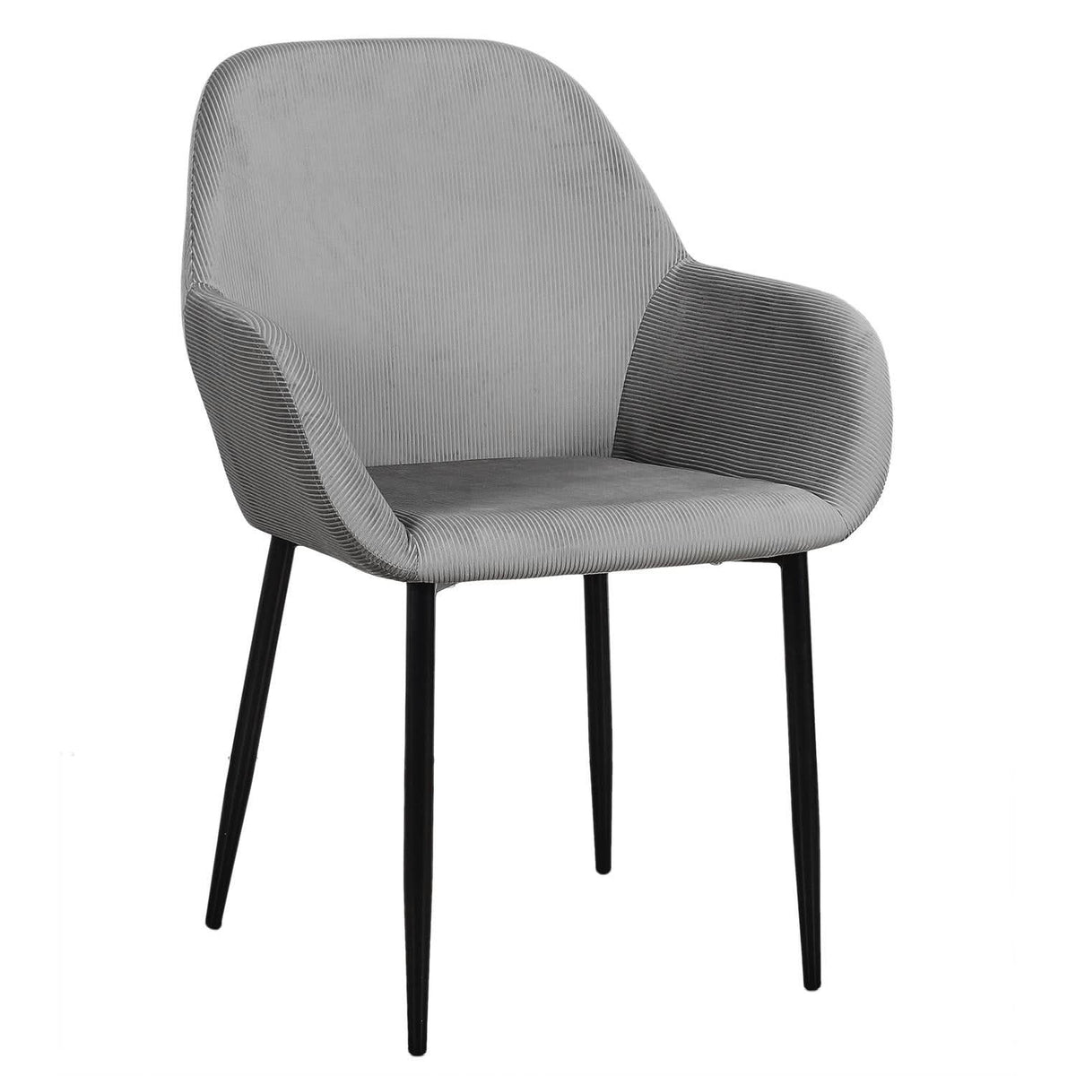 FAUTEUIL GIULIA GRIS FONCE VELOURS COTELE - Lot de 2