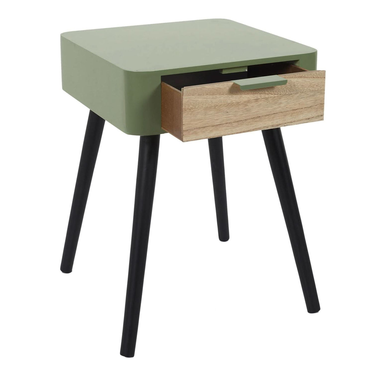 CHEVET 1 TIROIR EN BOIS VERT KAKI