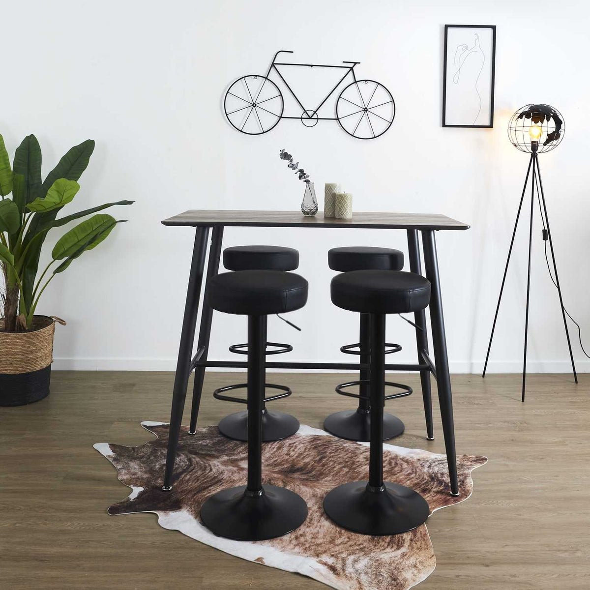 TABOURET DE BAR REGLABLE MUMFORD NOIR