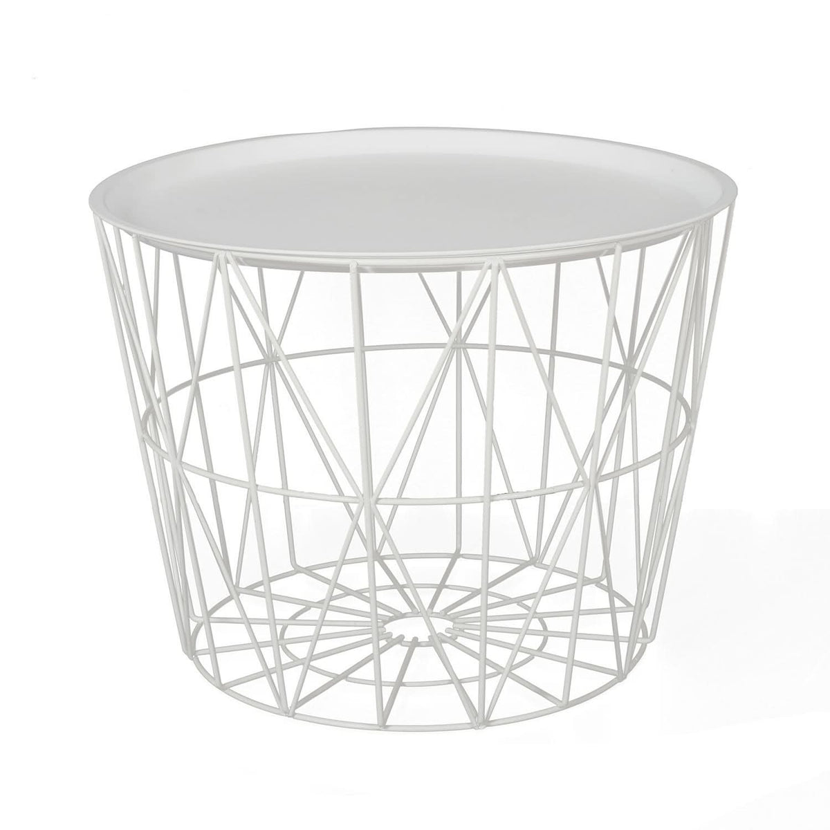 TABLE FILAIRE METAL BLANC DIAMETRE 50CM