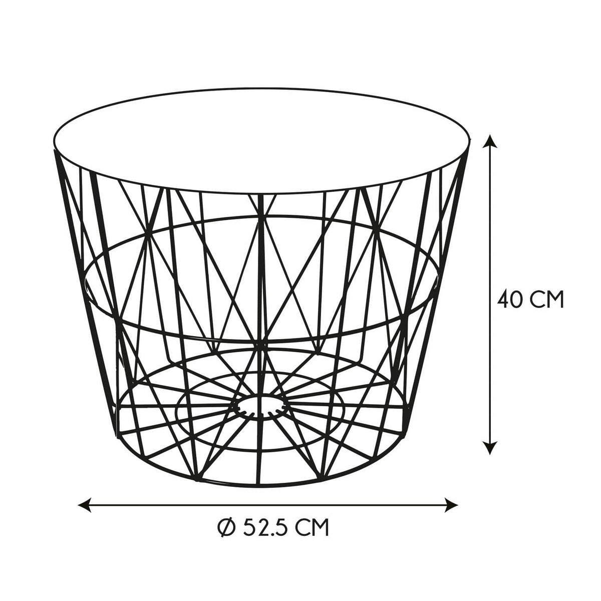 TABLE FILAIRE METAL BLANC DIAMETRE 50CM
