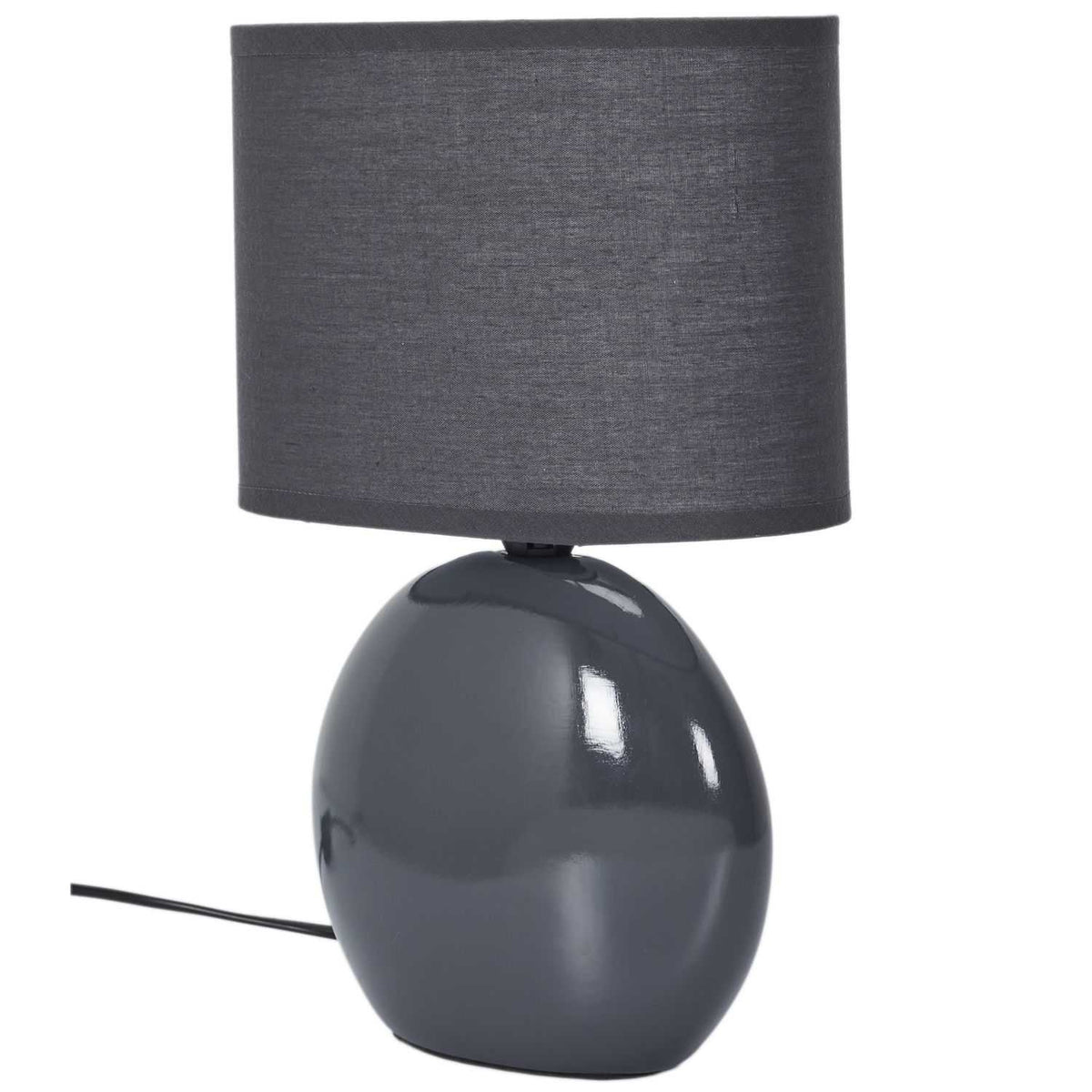 LAMPE CERAMIQUE OVALE GRIS ANTRACITE H30CM
