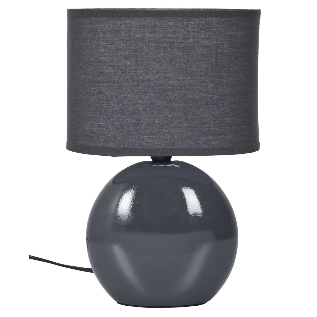 LAMPE CERAMIQUE OVALE GRIS ANTRACITE H30CM