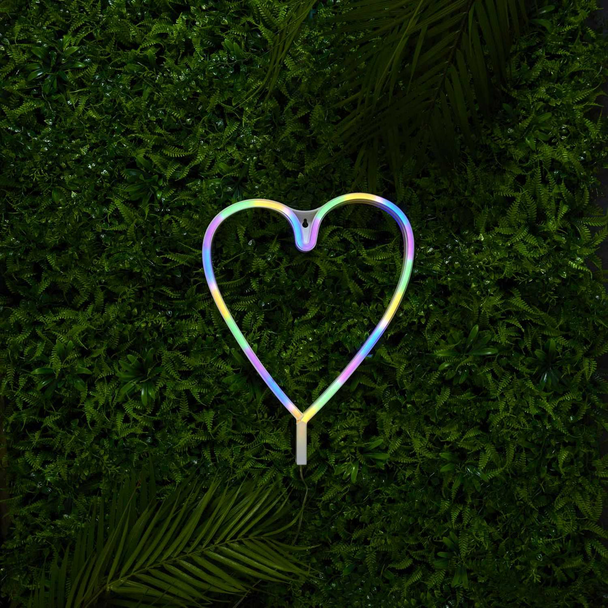 LAMPE LED EFFET NEON COEUR ARC EN CIEL USB