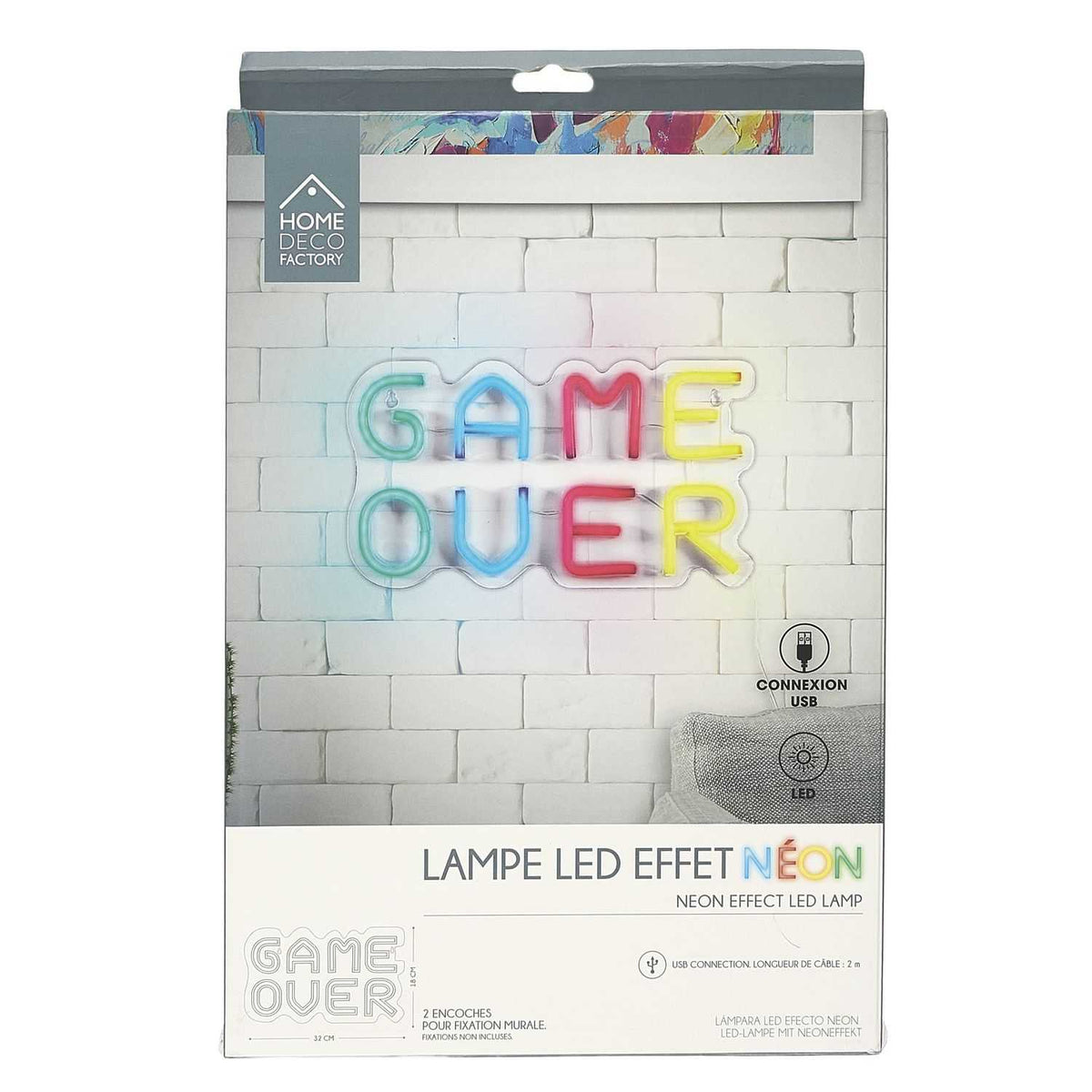 LAMPE LED EFFET NEON GAME OVER USB