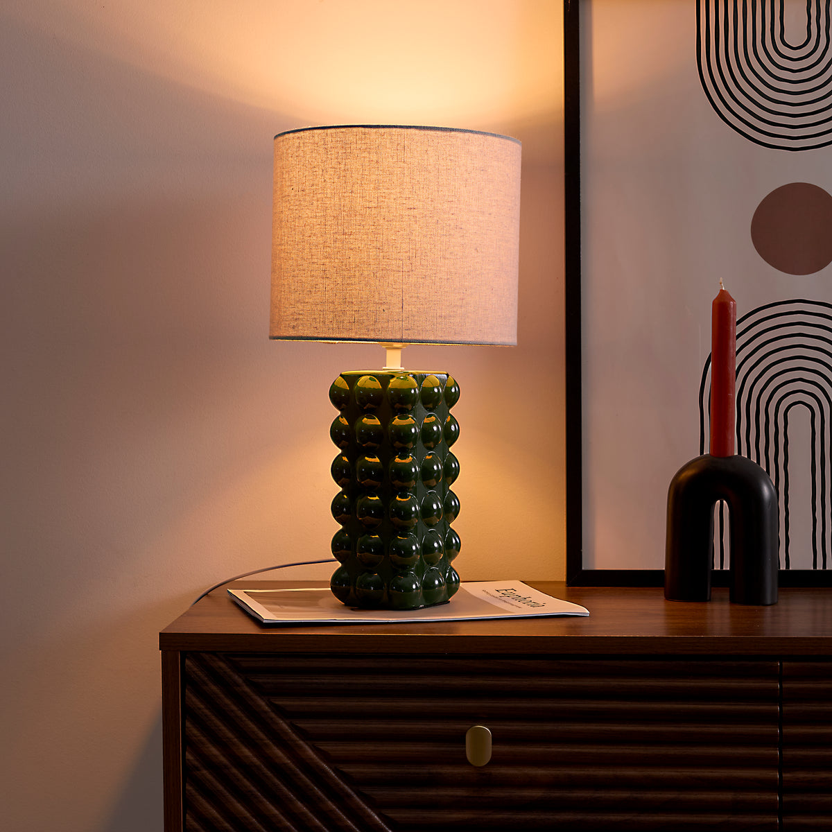 LAMPE CERAMIQUE VERT FORET