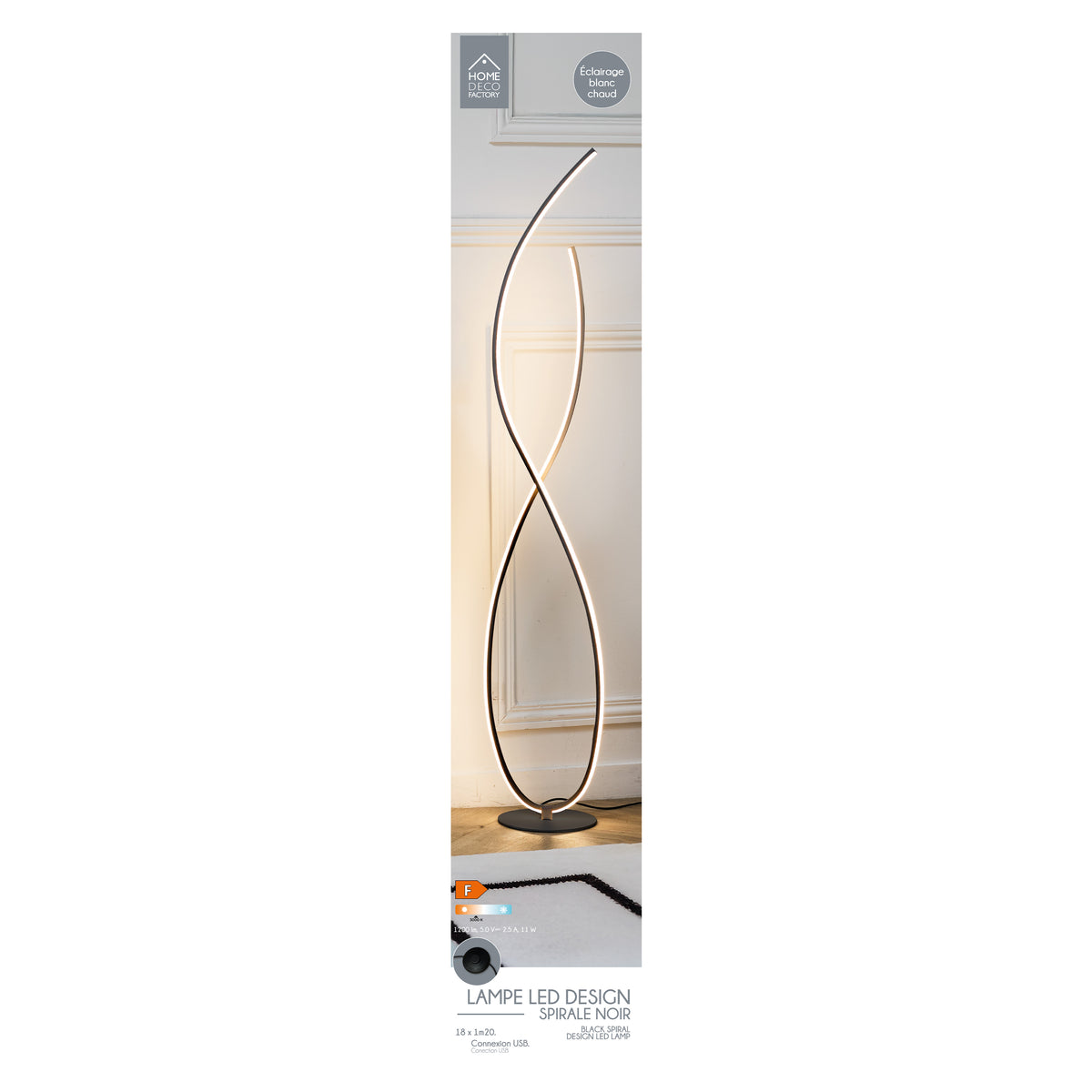 LAMPE DESIGN SPIRALE NOIR