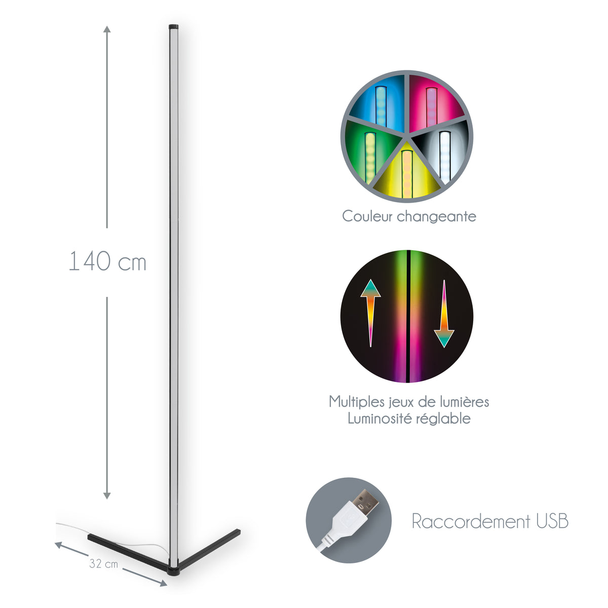 LAMPE TUBE LED ANGLE 140CM
