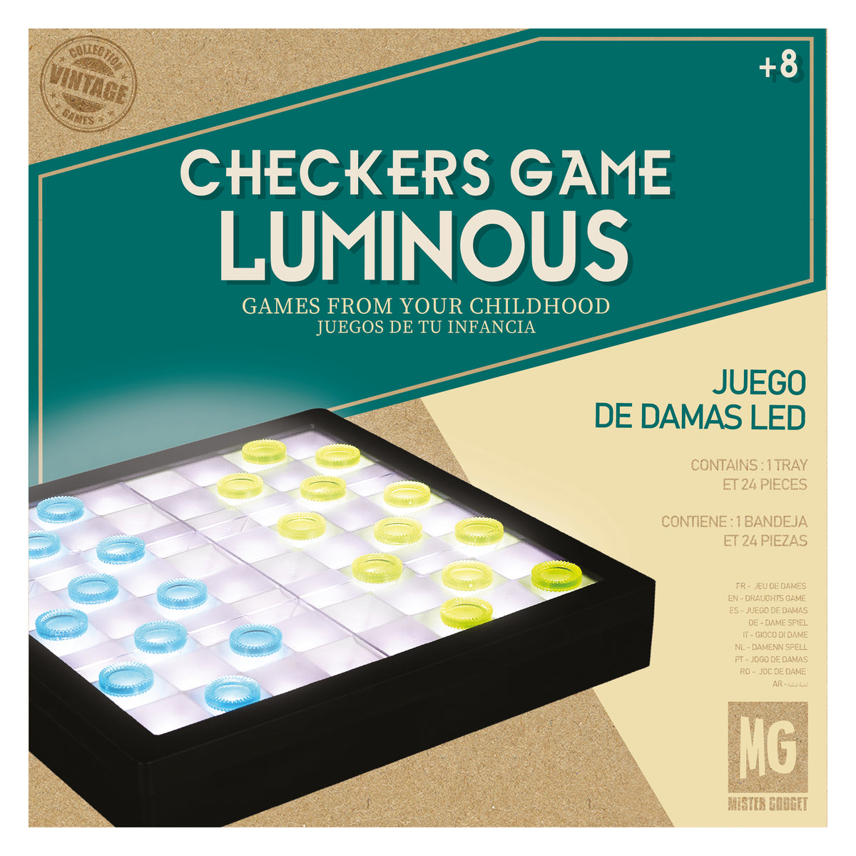 JEU DE DAMES TRANSPARENT LED