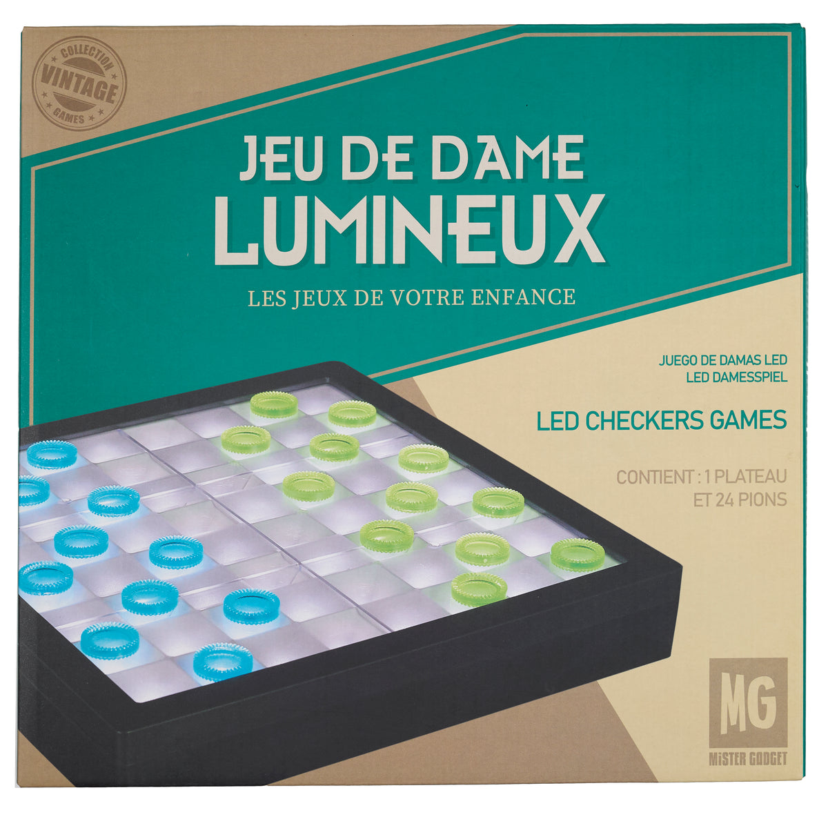 JEU DE DAMES TRANSPARENT LED