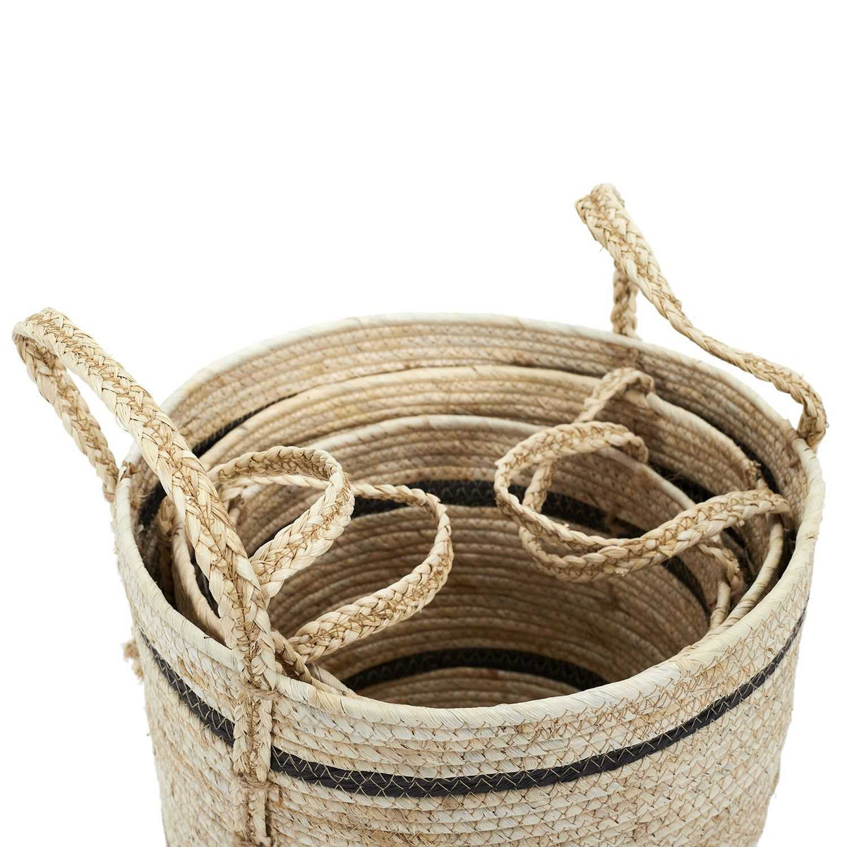 PANIER BICOLORE FIBRE DE MAIS -  LOT DE 3