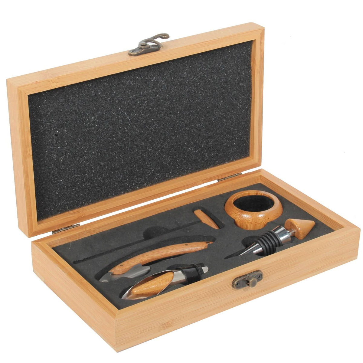 COFFRET FIBRE BOIS NATUREL DE SERVICE VIN 5 PCS
