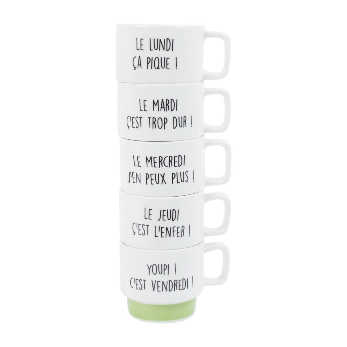 COFFRET DE 5 TASSES À CAFÉ SEMAINE