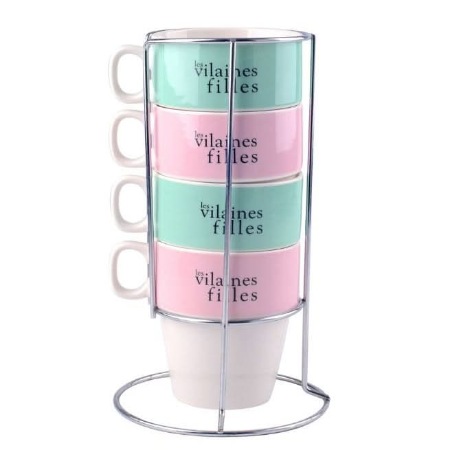 COFFRET DE 4 TASSES A CAFE AVEC SUPPORT